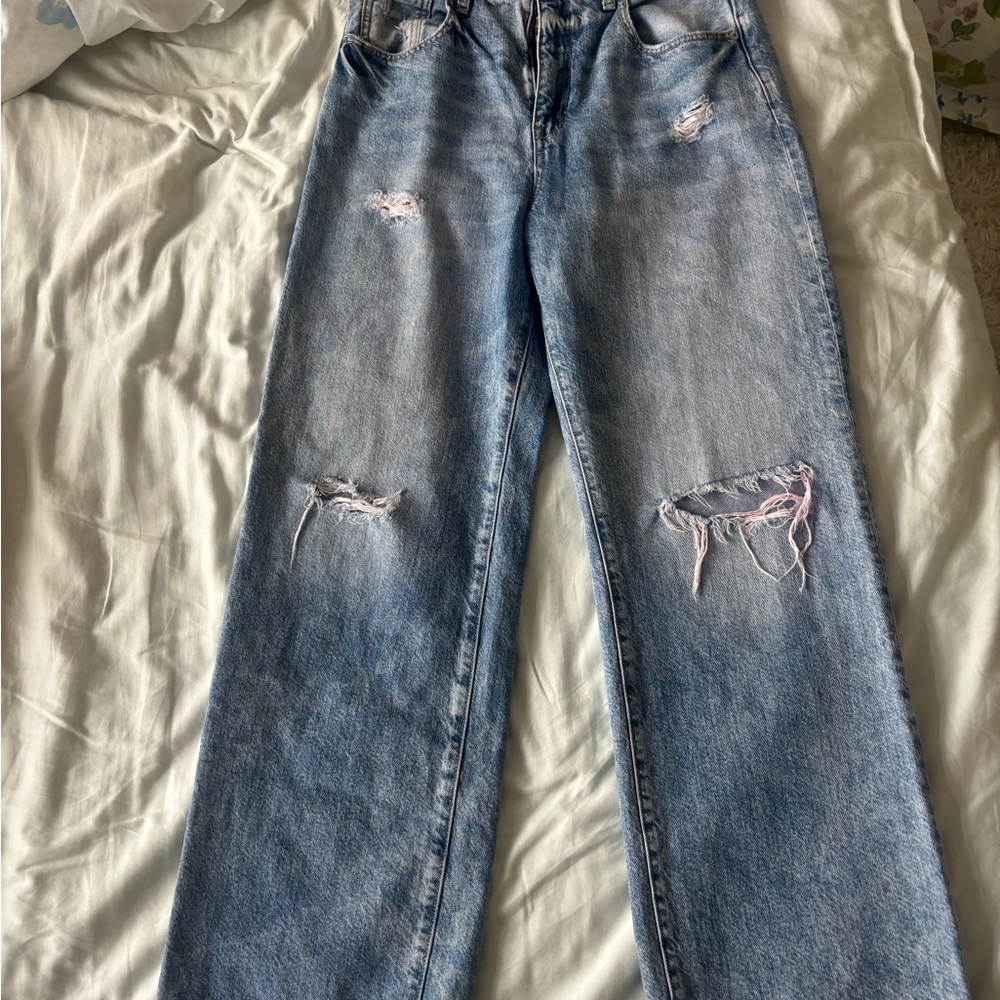 High Waisted Distressed Blue Women's Jeans
